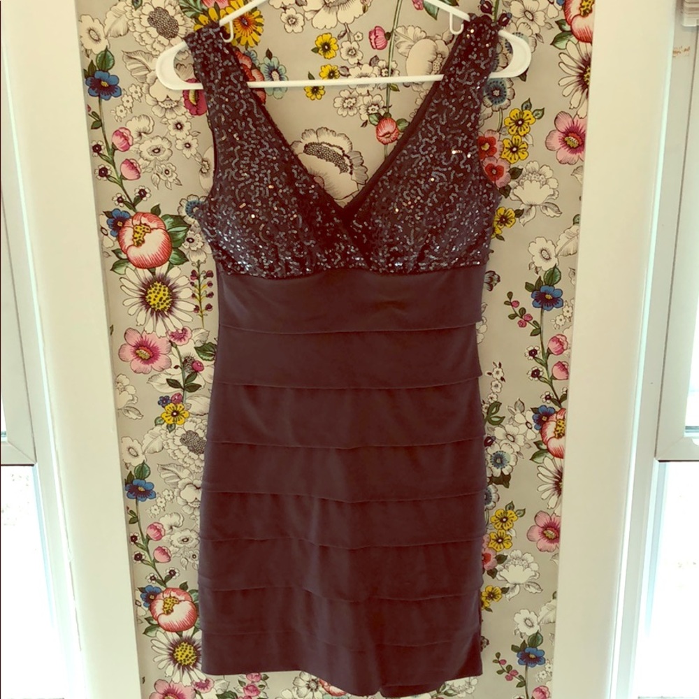 Gray sequined dress with bandage skirt